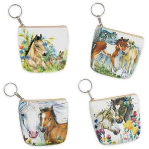 BOLSO MONEDA IMPRESIÓN CABALLO WESTERN EXPRESS medidas 4" x 4" soporte para cambio de dinero - Imagen 1 de 5