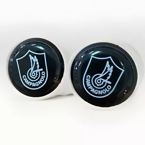 Vintage Style SILVER CAMPAGNOLO SHEILD, Black PLASTIC 3D Bar Plugs, Handle Bar - Picture 1 of 7