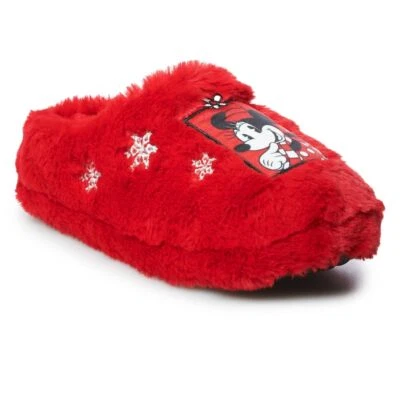 Women's Size S 5-6 Red Disney Minnie Mouse Clog Slippers Fuzzy Slipper Shoes NEW - Image 1 of 3