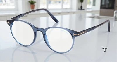 Lente de demostración redonda azul brillante de 47 mm para hombre Tom Ford ft5695-B 090 Foto 1 de 4