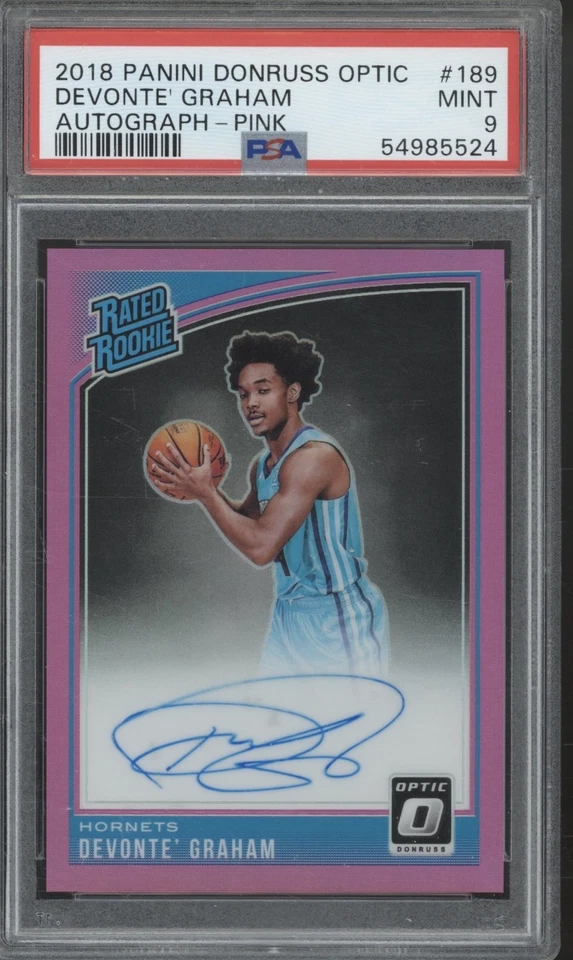 2018 Panini Donruss Optic Pink #189 DeVonte' Graham 18/25 Auto RC Mint PSA 9 - Image 1 of 1