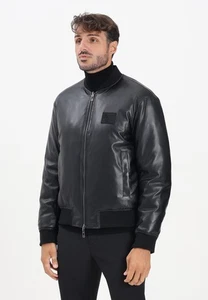 ARMANI EXCHANGE Giubbotti Uomo Nero Giubbotto in pelle Bomber reversibile nero d - Picture 1 of 5