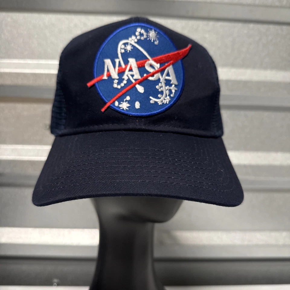 Sombrero NASA Azul Marino Gorra Snap Back Talla Única Malla Camionero Parche Ajustable LOGO Foto 1 de 4