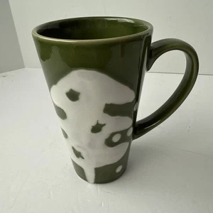 Pier I  Green Handpainted Christmas Tree Holiday Tall Coffee Mug Cup - Picture 1 of 8