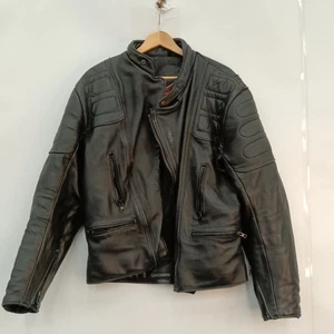 Hein Gericke Black Leather Motorcycle Jacket Men's UK Chest 44 in - Preloved - Picture 1 of 24