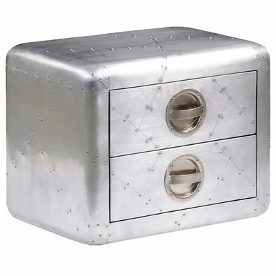 vidaXL Aviator Side Table with 2 Drawers Aluminium 19.7" x 13.8" x 15.7" vidaXL - Image 1 of 4