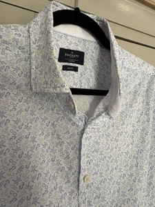 Mens HACKETT slim Fit Light Blue Patterned Shirt XL - Picture 1 of 4