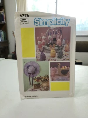 6776 Vintage Simplicity Sewing Pattern Stuffed Decor Package Bunnies Duck Basket - Image 1 of 3