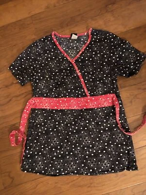 Blusa Médica Barco Uniforms Para Mujer Enfermera Negra Lunares Faja Roja Talla XS Foto 1 de 4