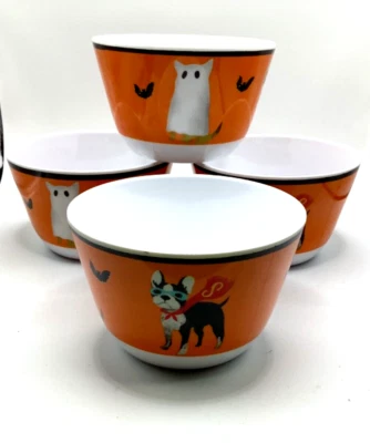 *RARE* Set of 4 Cynthia Rowley Halloween Dogs / Ghost Melamine Charcuterie Bowls - Image 1 of 3