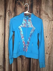 Ivivva Turquoise Perfect Your Practice Zip Up Track Jacket Girls Size 12 - Picture 1 of 3
