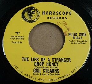 Gisi Stearns The Lips Of A Stranger Drop Honey RARE Promo Female Vocal 7" - Imagen 1 de 2