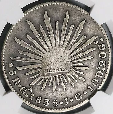 1838-Ga NGC F 12 Mexico 8 Reales Guadalajara Cap Rays Rare Coin (24052503C) - Image 1 of 4