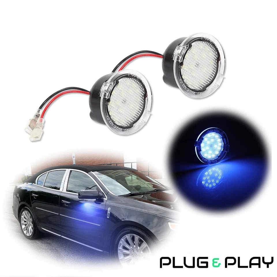 Kit de luces de charco de espejo retrovisor lateral LED azul hielo 2 piezas para Ford F150 Edge Flex Taurus Foto 1 de 4