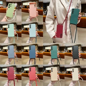 For Samsung S23 Ultra S22 S21 FE A54 A53 Liquid Silicone Neck Lanyard Case Cover - Photo 1 sur 27