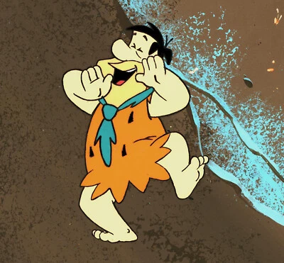 FRED FLINTSTONE ORIGINAL Hand-Painted Animation Cel and Background w/HB COA - Image 1 of 4
