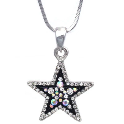 Collar Colgante Estrella Color Dos Tonos Cristal Aurora Boreal Transparente Brillante Joyería Foto 1 de 2