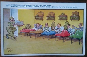 Carte postale ancienne Humour Dessin Militaire Breakfast in Bed CPA - Picture 1 of 1