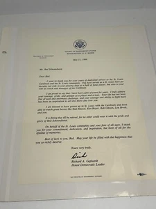 Signed Dick Gephardt letter to Red Schoendienst Tribute Red St Louis Cardinals - Picture 1 of 4