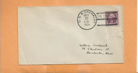 U.S.S. CACHALOT SAN DIEGO CA OCT 17,1934  NAVAL COVER Cover