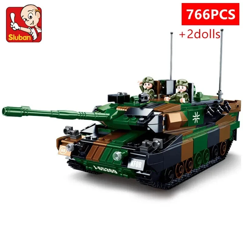 Sluban 766PCS Leopard 2A5 Main Battle Tank Brick WW2 Tank Soilder Building Block - Image 1 of 4
