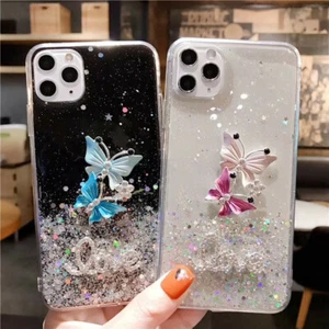 3D Glitter Diamond Butterfly Cell Phones Case Bling Love Heart TPU Protection - Picture 1 of 10