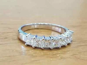 2.50Ct Princess Cut Lab Created Diamond Eternity Band Ring 14K White Gold Plated - Picture 1 of 5