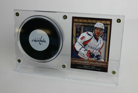 Alex Ovechkin Puck and Card Acrylic Holder in Ultra Pro Display Series Holder Cover