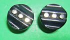 (2)VINTAGE 3/4" COSTUMERS TRIAD SILVER LUSTER DOTS BLUE GLASS SHANK BUTTONS-O472