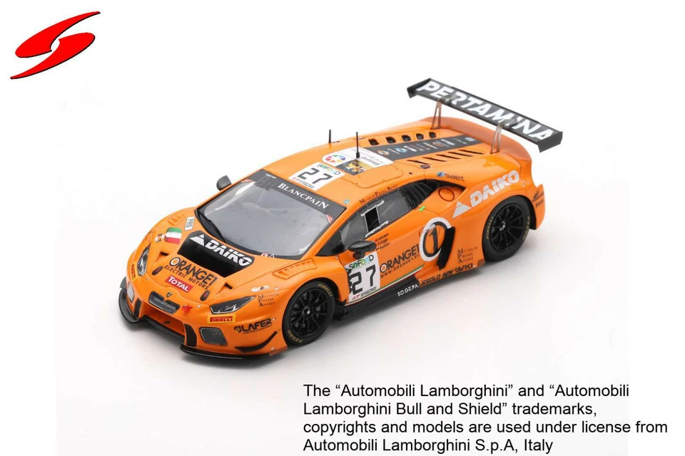 Spark 1/43 Lamborghini Huracán GT3 #27 Orange 1 Team Lazarus 24H Spa 2017 SB298 - Immagine 1 di 1