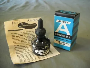 VINTAGE ARTONE DRAWING INK BOTTLE EXTRA DENSE BLACK IN BOX GRAPHIC ARTS SUPPLIES - Picture 1 of 1