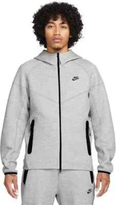 Felpa con cappuccio Nike Sportswear Tech Fleece grigio grigio nero FB7921-063 uomo L Large nuova con etichette - Foto 1 di 1