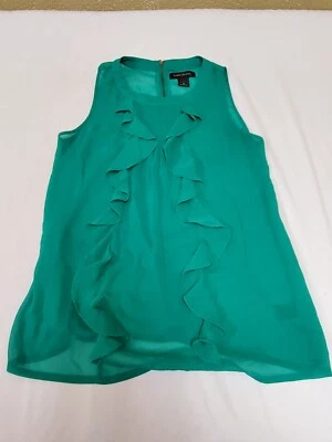 Duro Olowu Ruffle Zip Back Sleeveless Blouse Semi Sheer Green Size M - Image 1 of 3