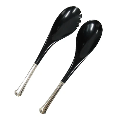 JUEGO DE 2 PIEZAS PARA SERVIR ENSALADAS CHIPPENDALE TOALLA DE PLÁSTICO MANGO PLATA ESTERLINA VINTAGE Foto 1 de 4