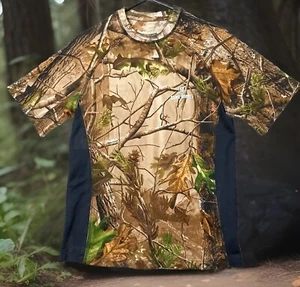 Game Winner Mens TShirt Small Realtree Camo & Black Short Sleeve Color Block - Picture 1 of 8