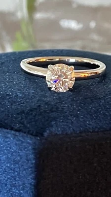Solid 14k Gold, Solitaire Engagement Ring (Moissanite Co. Super Ideal Cut) - Image 1 of 4