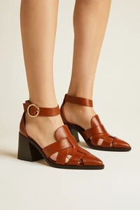 Jeffrey Campbell Free People Sandalen 7,5 braun Leder Blockabsatz Schuhe - Bild 1 von 6