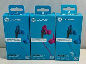 JLab JBuds Pro Wired In Ear Headphones - 2 Blue/1 Pink - 3 pack Factory Sealed - Picture 1 of 9