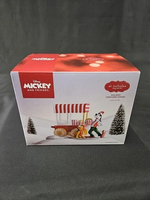 St Nicholas Square Disney Christmas Village Holiday Popcorn Stand Goofy Pluto  - Image 1 of 4