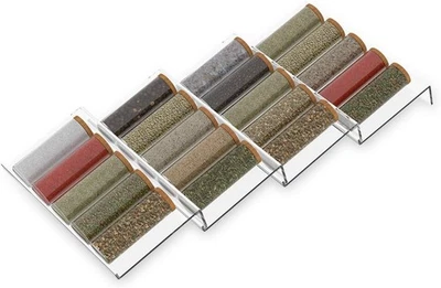 Expandable Acrylic Spice Drawer Organizer – 4-Tier Clear Seasoning Rack Insert - Image 1 of 4