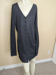 Escada Black 100% Wool Sweater Dress Lightweight Knit Women's 42 Large Button - Picture 1 of 11