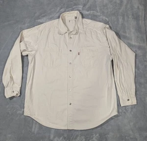 Vintage Levis Hemd Herren Large Weiß Langarm Knopfleiste Workwear Western Y2K - Bild 1 von 11
