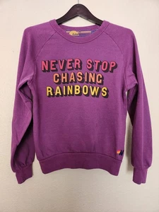 Sudadera Pullover Manga Larga Aviator Nation Púrpura Persiguiendo Arco Iris Talla Xs - Imagen 1 de 13