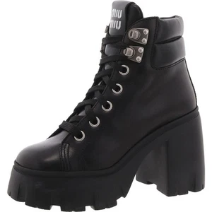 Miu Miu Womens Black Combat & Lace-Up Boots Shoes 35 Medium (B,M) BHFO 7378 - Picture 1 of 5
