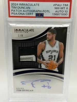Parche automático Panini Immaculate Tim Duncan FOTL 1/8 2024 PSA 8 •En tarjeta•3 colores! Foto 1 de 4