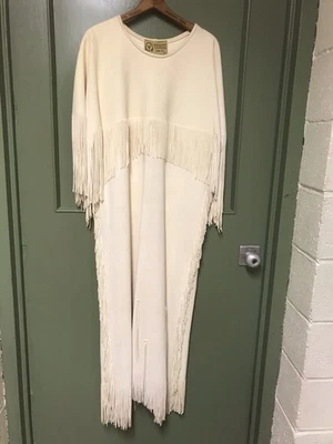 VESTIDO VINTAGE CABALLEROS CUERO 42 CIERVO PIEL DE CIERVO FLECOS COLOR CREMA EXCELENTE  Foto 1 de 4