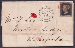 1840 1d Black Pl 1b GE 4m Red Maltese X Doncaster to Wakefield VFU Cat. £750.00 - Picture 1 of 2