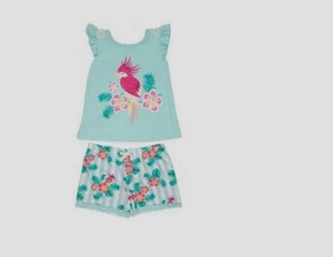 Conjunto Corto Niñas 2 Piezas Azul Tropical Pájaro Talla 5 NUEVO - Imagen 1 de 1