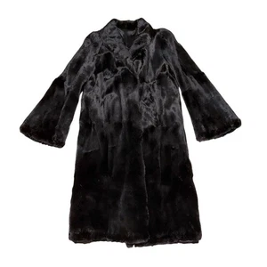 Mob Wife Thierry Mugler Damen Vintage schwarz Nerz Pelz Mantel Gr. M ohne Etikett - Bild 1 von 5