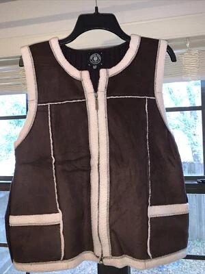 Chaleco Occidental Carolyn Taylor Imitación Gamuza Marrón Oscuro Doble Cremallera Completa Para Mujer Talla XL Foto 1 de 4